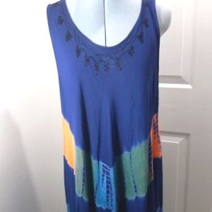 Dots One Size Blue Tie Dyed Tent Dress